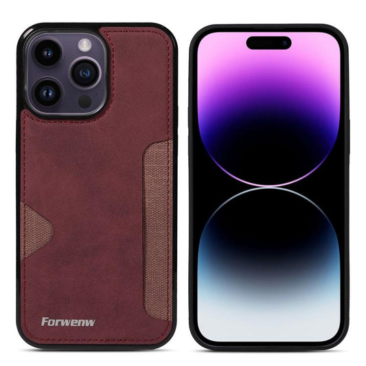 Pour iPhone 14 Pro Max Étui de Téléphone Forwenw F5 Series avec Porte-Cartes Intégré (Rouge)