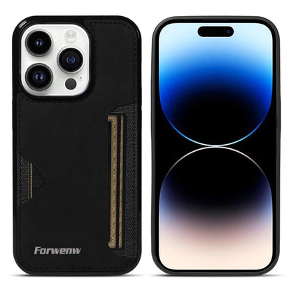For iPhone 14 Pro Forwenw F5 Series Integrated Card Bag Phone Case(Black)