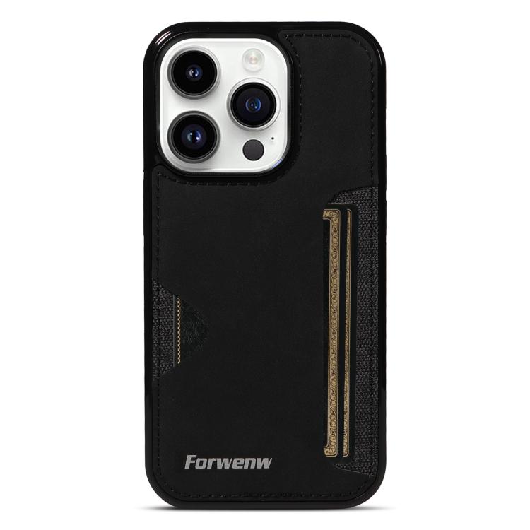 For iPhone 14 Pro Forwenw F5 Series Integrated Card Bag Phone Case(Black)
