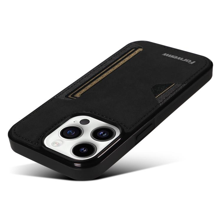 For iPhone 14 Pro Forwenw F5 Series Integrated Card Bag Phone Case(Black)