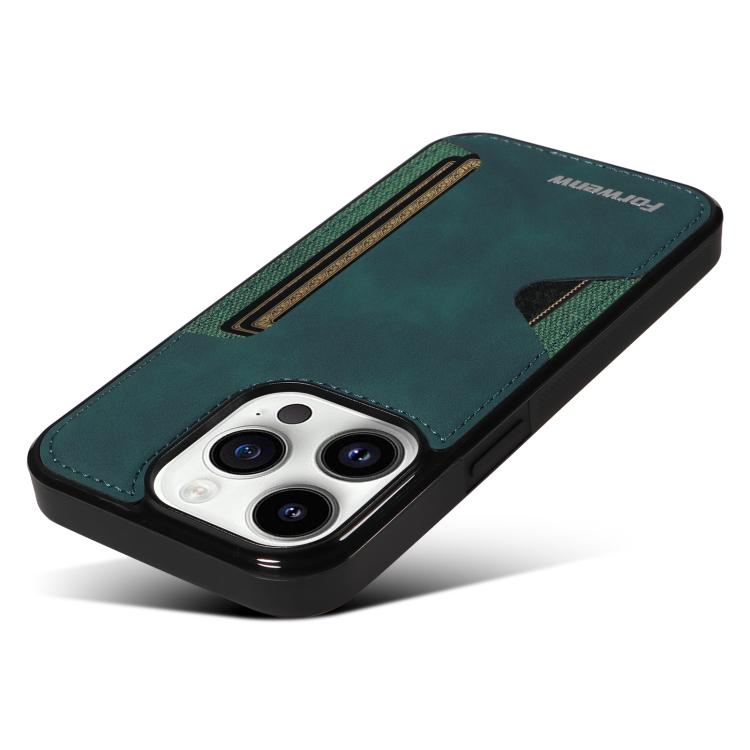 For iPhone 14 Pro Forwenw F5 Series Integrated Card Bag Phone Case(Green)