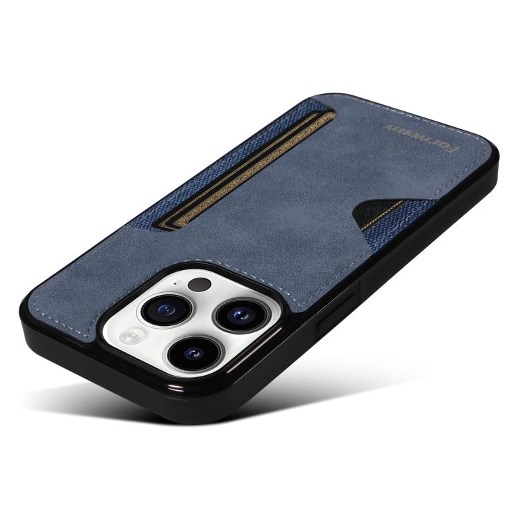 Pour iPhone 14 Pro Coque de Téléphone avec Porte-Cartes Intégré Forwenw Série F5 (Bleu)