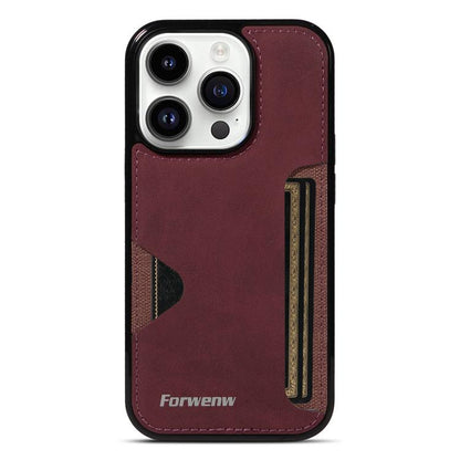 For iPhone 14 Pro Forwenw F5 Series Integrated Card Bag Phone Case(Red)