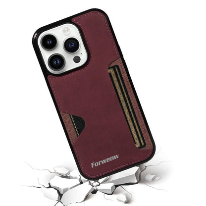 For iPhone 14 Pro Forwenw F5 Series Integrated Card Bag Phone Case(Red)