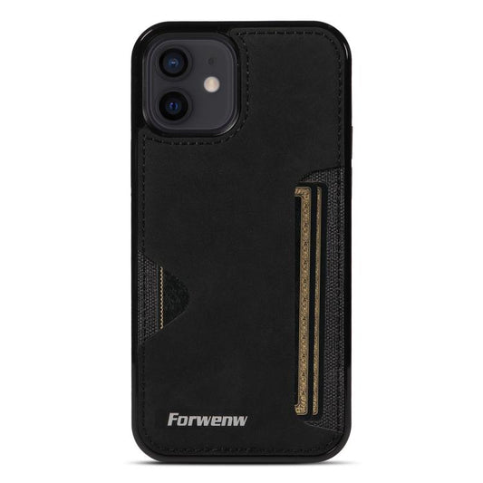Pour iPhone 12 Étui portefeuille intégré Forwenw F5 Series (Noir)