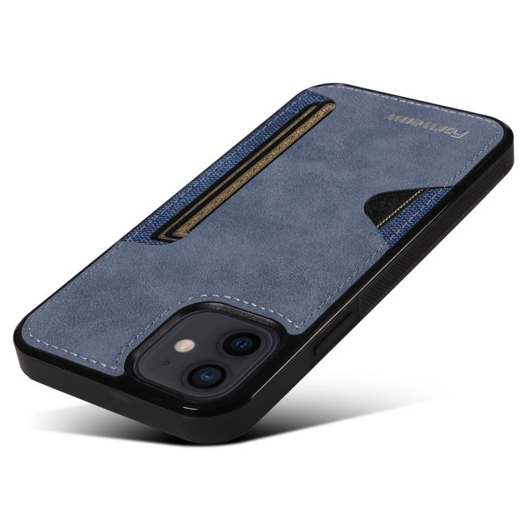 Pour iPhone 12 Étui de téléphone avec pochette à cartes intégrée Forwenw série F5 (bleu)