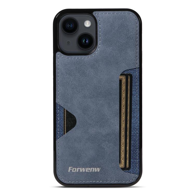 For iPhone 14 Forwenw F5 Series Integrated Card Bag Phone Case(Blue)