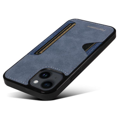 For iPhone 14 Forwenw F5 Series Integrated Card Bag Phone Case(Blue)