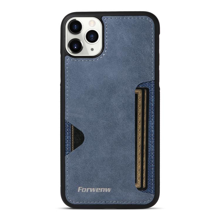 For iPhone 11 Pro Max Forwenw F5 Series Integrated Card Bag Phone Case(Blue)