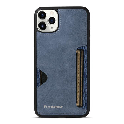 For iPhone 11 Pro Max Forwenw F5 Series Integrated Card Bag Phone Case(Blue)