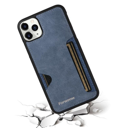 For iPhone 11 Pro Max Forwenw F5 Series Integrated Card Bag Phone Case(Blue)