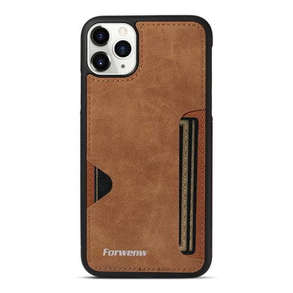 For iPhone 11 Pro Max Forwenw F5 Series Integrated Card Bag Phone Case(Brown)