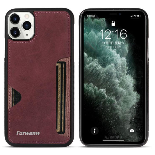 For iPhone 11 Pro Max Forwenw F5 Series Integrated Card Bag Phone Case(Red)