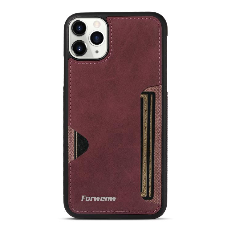 For iPhone 11 Pro Max Forwenw F5 Series Integrated Card Bag Phone Case(Red)