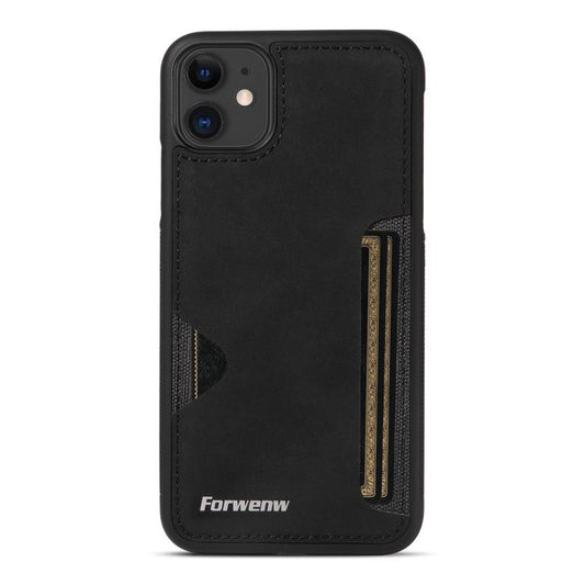 For iPhone 11 Forwenw F5 Series Integrated Card Bag Phone Case(Black)