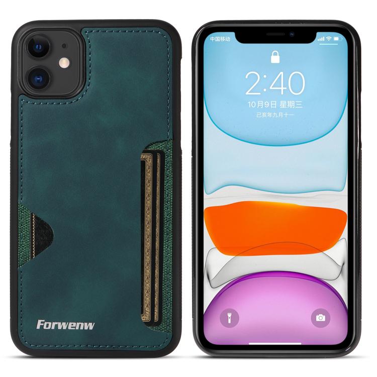 For iPhone 11 Forwenw F5 Series Integrated Card Bag Phone Case(Green)