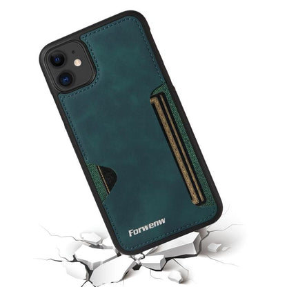 For iPhone 11 Forwenw F5 Series Integrated Card Bag Phone Case(Green)