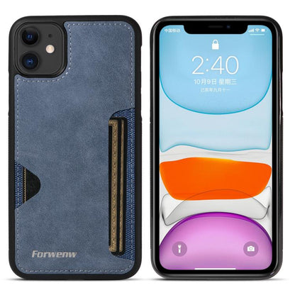 Pour iPhone 11 Étui de Téléphone Forwenw F5 Series avec Porte-Cartes Intégré (Bleu)
