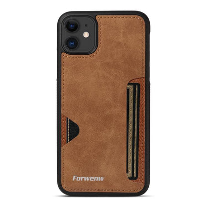 Pour iPhone 11 Étui de Téléphone Forwenw F5 Series avec Porte-Cartes Intégré (Marron)