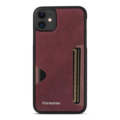 For iPhone 11 Forwenw F5 Series Integrated Card Bag Phone Case(Red)