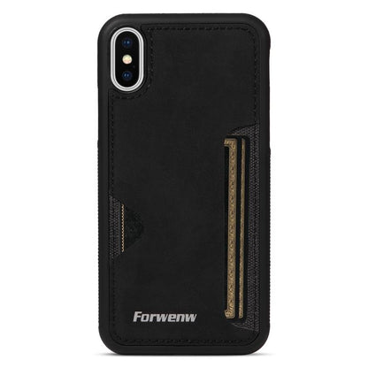 For iPhone X / XS Forwenw F5 Series Integrated Card Bag Phone Case(Black)