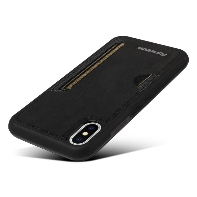 For iPhone X / XS Forwenw F5 Series Integrated Card Bag Phone Case(Black)