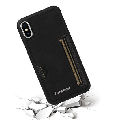 For iPhone X / XS Forwenw F5 Series Integrated Card Bag Phone Case(Black)
