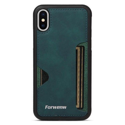 For iPhone X / XS Forwenw F5 Series Integrated Card Bag Phone Case(Green)