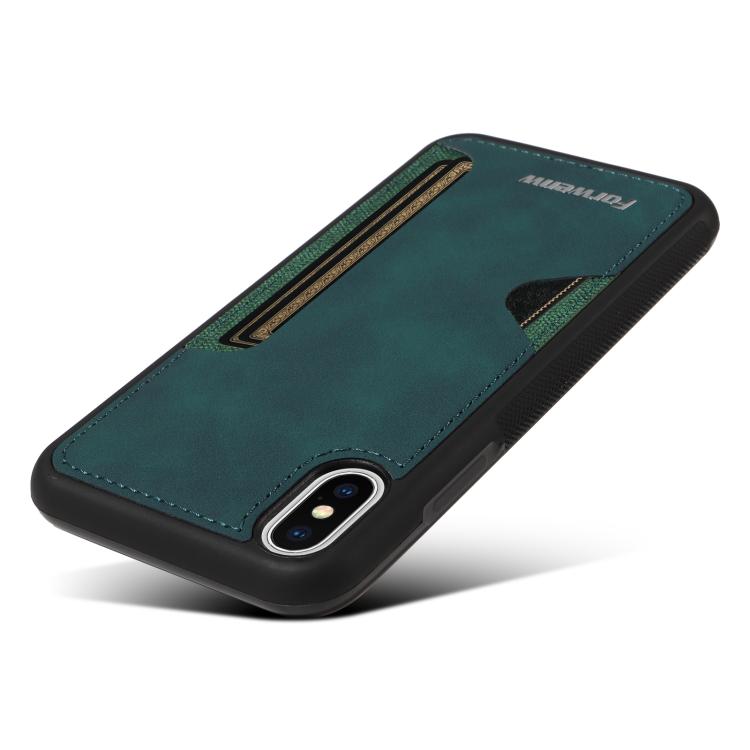 For iPhone X / XS Forwenw F5 Series Integrated Card Bag Phone Case(Green)