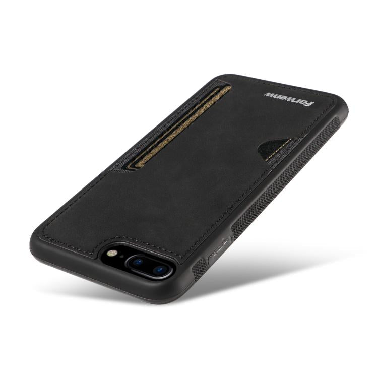 For iPhone 7 Plus / 8 Plus Forwenw F5 Series Integrated Card Bag Phone Case(Black)