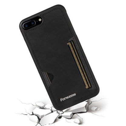 For iPhone 7 Plus / 8 Plus Forwenw F5 Series Integrated Card Bag Phone Case(Black)