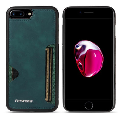 Pour iPhone 7 Plus / 8 Plus Étui de téléphone avec pochette à cartes intégrée Forwenw série F5 (Vert)