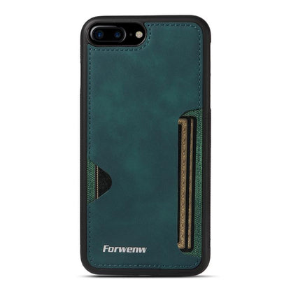 Pour iPhone 7 Plus / 8 Plus Étui de téléphone avec pochette à cartes intégrée Forwenw série F5 (Vert)