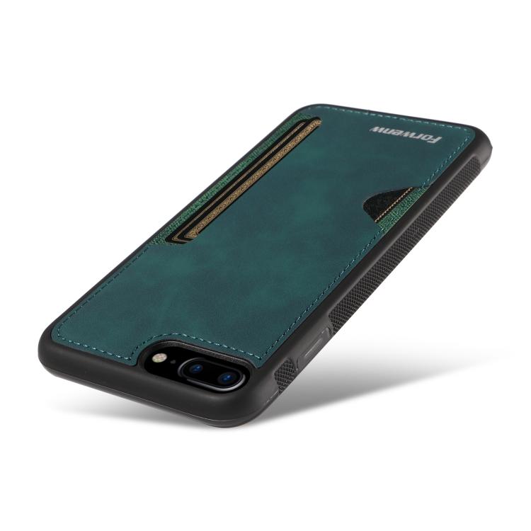 Pour iPhone 7 Plus / 8 Plus Étui de téléphone avec pochette à cartes intégrée Forwenw série F5 (Vert)