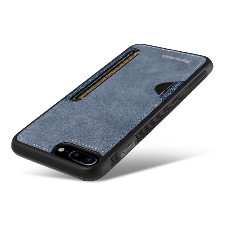 Pour iPhone 7 Plus / 8 Plus Étui de téléphone avec pochette à cartes intégrée Forwenw série F5 (Bleu)
