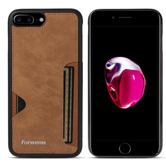 For iPhone 7 Plus / 8 Plus Forwenw F5 Series Integrated Card Bag Phone Case(Brown)