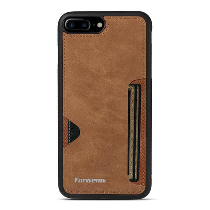 For iPhone 7 Plus / 8 Plus Forwenw F5 Series Integrated Card Bag Phone Case(Brown)