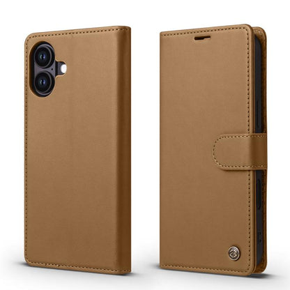 For iPhone 16 Plus Forwenw F6 Series RFID Leather Phone Case(Brown)