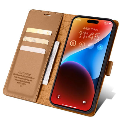 For iPhone 16 Plus Forwenw F6 Series RFID Leather Phone Case(Brown)