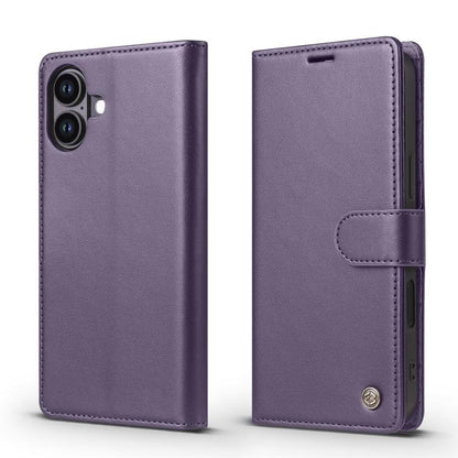 Pour iPhone 16 Plus Étui de téléphone en cuir RFID Forwenw série F6 (violet)