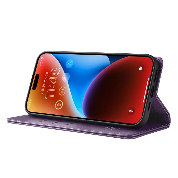Pour iPhone 16 Plus Étui de téléphone en cuir RFID Forwenw série F6 (violet)