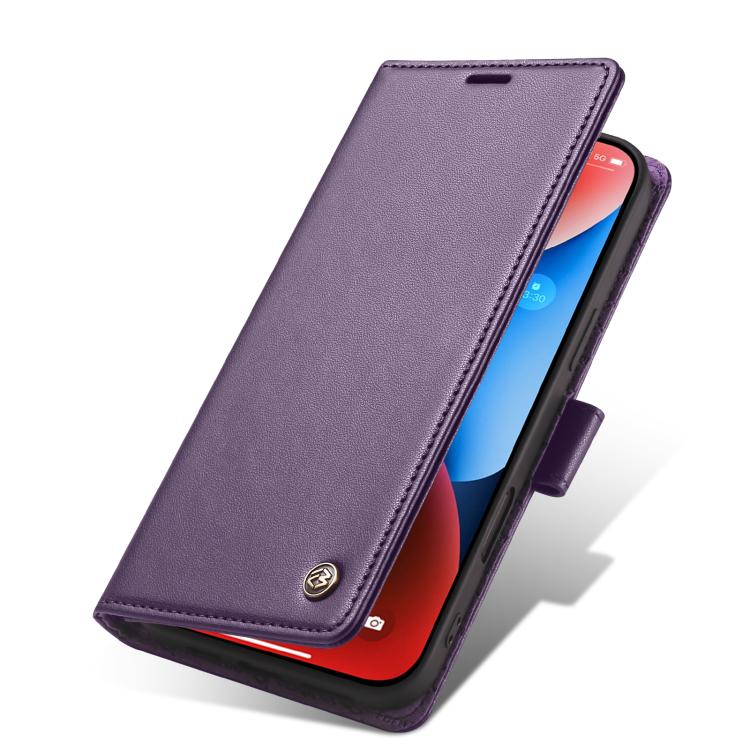 Pour iPhone 16 Plus Étui de téléphone en cuir RFID Forwenw série F6 (violet)