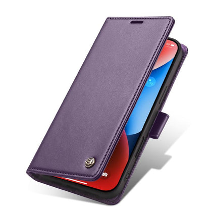 Pour iPhone 16 Plus Étui de téléphone en cuir RFID Forwenw série F6 (violet)