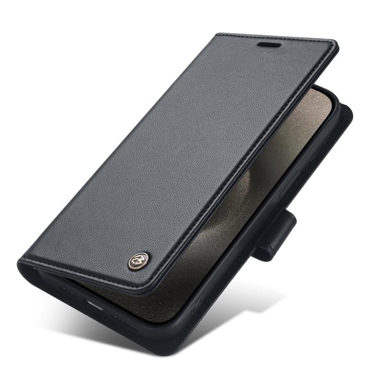 For iPhone 15 Pro Max Forwenw F6 Series RFID Leather Phone Case(Black)