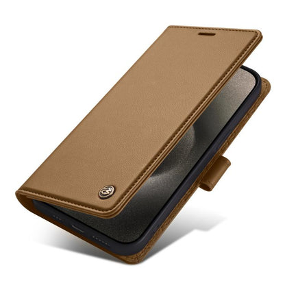 For iPhone 15 Plus Forwenw F6 Series RFID Leather Phone Case(Brown)