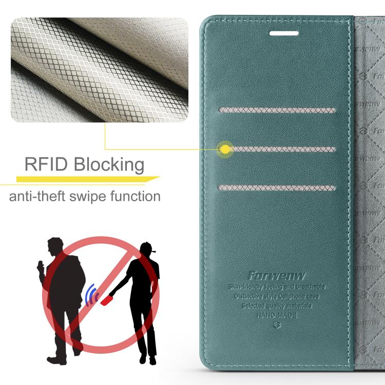For iPhone 14 Forwenw F6 Series RFID Leather Phone Case(Green)