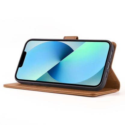 Pour iPhone 13 Étui de Téléphone en Cuir RFID Forwenw Série F6 (Marron)