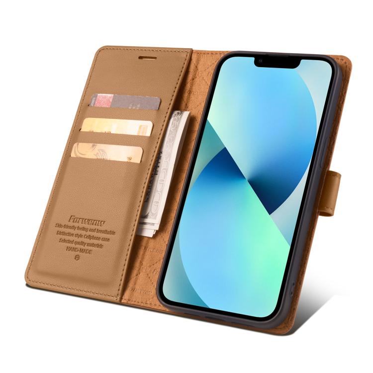 Pour iPhone 12 mini Étui en cuir RFID série F6 Forwenw (marron)