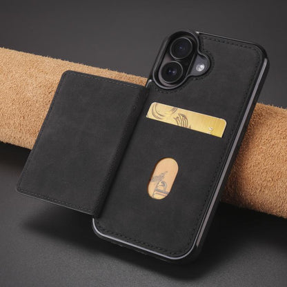 For iPhone 16 Forwenw F8 Series 2 in 1 Magnetic Card Slot Leather Phone Case(Black)