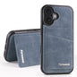 Pour iPhone 16 Étui portefeuille en cuir magnétique 2-en-1 Forwenw F8 avec porte-cartes (Bleu)